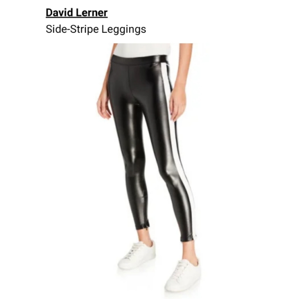 David Lerner Vegan Leather Side-Stripe Legging